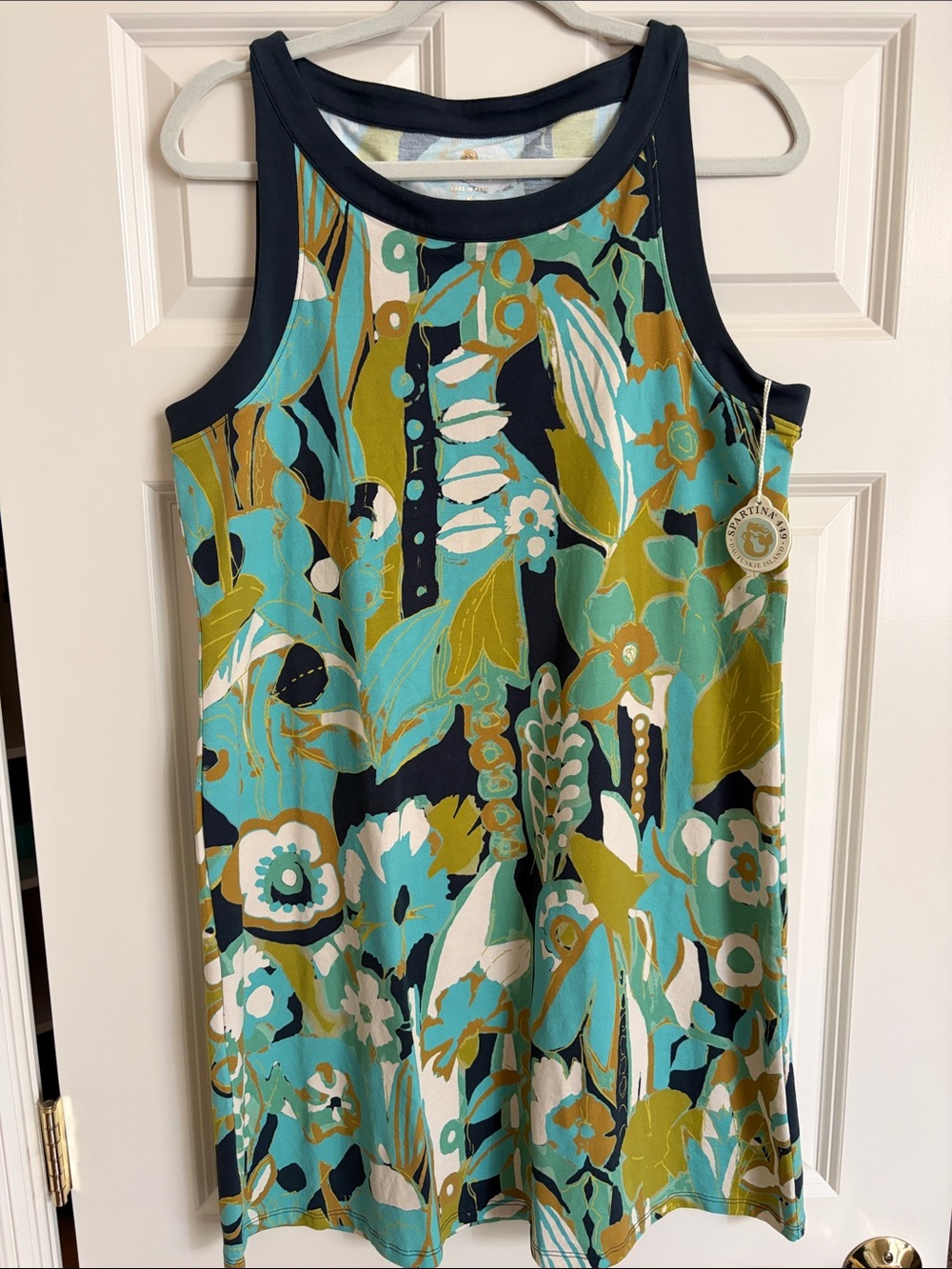 Spartina 449 Teal, Navy & Olive Floral Midi Dress